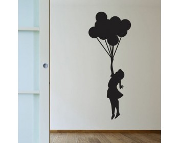 Banksy Floating Balloons  Silhouette Wall Art Sticker Banksy Floating Balloons  Silhouette Wall Art Sticker
